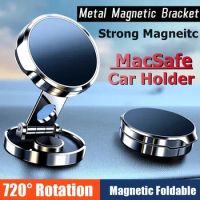Car Mobile Phone Stand Strong Magnetic Car Holder 720° Foldable Round Bracket Support for Universal Phones Mount Holders