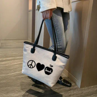 Peace Teach Love Gift for Teachers Canvas Tote Bag Shoulder Hand Book Bag Teacher Tote Shopper Shopping Bag