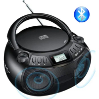Bluetooth CD player Built-in Stereo Double Speakers CD Learning Machine U Disk AUX Boombox MP3 Music Player BT Portable FM Radio