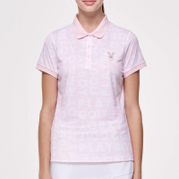 【PLAYBOY GOLF】女款文字吸濕排汗涼感高爾夫短袖POLO衫-粉紫(高爾夫球衫/KA24113-15)
