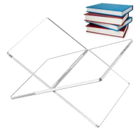 Acrylic Book Stand Round Corner Display Holder Stand Easily Assemble &amp; Disassemble X Shaped Displaying Textbooks Art Book Stand