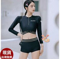 來福，G413泳衣百杳露肚二件式長袖服游泳衣泳裝M-2L正品，950元