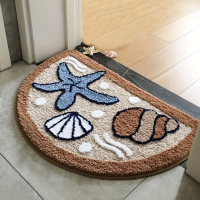 Starfish and Seashell Pattern Bath Mat, 17.7x27.5 Inches - Soft, Machine Washable, Non-Slip TPR Back