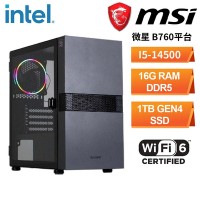 微星B760平台[蓋娜] WIFI DDR5文書機(i5-14500/16G_D5/1TB_SSD)