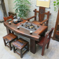老船木家具實木功夫茶幾小戶型家用泡茶臺簡約中式船木茶桌椅組合