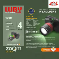 LUBY Headlamp Senter Kepala Cas LED Zoom Ultra 100W 7200mAh L-2913L Cahaya Putih / L-2913K Kuning Ta