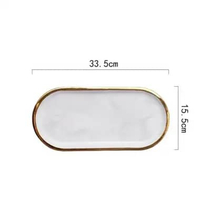 Nampan Piring Oval Keramik Marble Tray List Gold Grey Pink Jasmine Ceramic hoomey Grey M