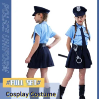 Cute Baby Girls Tiny Cop Police Officer Playtime Cosplay Uniform Kids Child Profession Halloween Rol