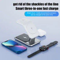 25W 3 in 1 Wireless Charger Magnetic Wireless Charging Stand for iPhone15 14 13 12 11 XSMAX 8 Apple Watch Airpods Charger Holder