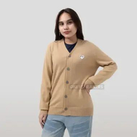 CDG PLAY WHITE HEART KNIT CARDIGAN SWEATER CARAMEL S