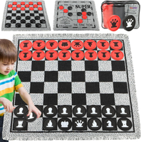 Giant 4 in 1 Chess SetJumbo Chess & Giant Checkers & Large Tic Tac Toe Giant Chess Board Game for Ki