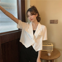 時尚白色短袖西裝外套女夏季年新款韓版寬松顯瘦百搭短款西服