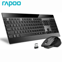 Rapoo 9900M Multi-Mode Bluetooth Wireless Keyboard and Mouse Combo Connect Up to 4 Devices Ultra-Slim Keyboard and Laser Mouse