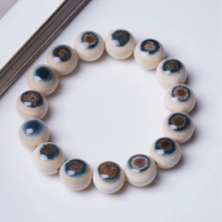 Natural Mammoth Seiko Perfect Circle Blue Eye Bracelet Buddha Beads Pliable Temperament Hand Toy Men and Women High Sense New Ch