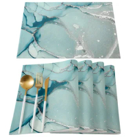 Marble Green Placemat for Dining Table Tableware Mats 4/6pcs Kitchen Dish Mat Pad Counter Top Mat Home Decoration