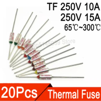 20Pcs TF Thermal Fuse RY 10A 15A 250V Temperature 65C 85C 100C 105C 100C 120C 130C 152C 165C 172C 185C 192C 200C 216C 240C 280C