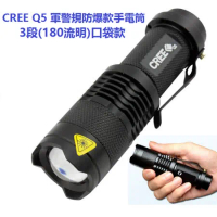 DR.MANGO 芒果科技 CREE Q5 軍警規防爆款手電筒3段變焦筆夾口袋款(精巧的體積不占空間)