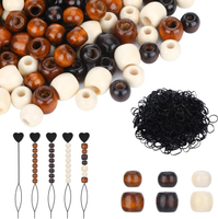 1105 Pcs Wooden Hair Beads for Braids Large Wooden Beads for Hair Including 600 Barrel Wood Beads 50