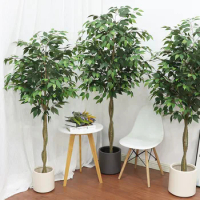 120/160cm Artificial Ficus Tree with Realistic Leaves and Trunk Silk Simulation Banyan Tree Potted Gorgeous Green Plants
