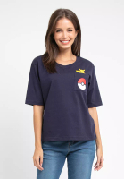 FOREST Forest X Pokemon Ladies Heavy Weight Cotton Boxy-Cut Round Neck T Shirt Women | Baju T shirt Perempuan-FP821005-33Navy