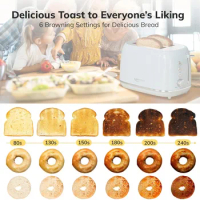 2-Slice Toaster Vintage Stainless Steel Toaster with BagelCancelDefrost Function and 6 Bread Shade Settings Bread Toaster With