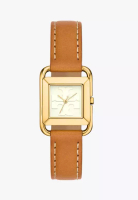 TORY BURCH Jam Tangan Wanita Tory Burch Miller Watch, Leather/Gold-Tone Stainless Steel
