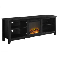 Classic 4 Cubby Fireplace TV Stand for TVs up to 80 Inches, 70 Inch, Black