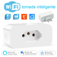 Bingoelec Tuya Brazil Plug 16A Adapter, WIFI Socket with Power Monitor, Smart Outlet Control,Voice for Google Home Alexa