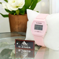 Jam tangan digital mewah warna pink muda elegan wanita D-ZINER 8214 D3.CM original