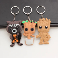 Guardians of Movie the Galaxy Rocket Raccoon Groot Cosplay Soft PVC Keychains Accessories Xmas Gifts