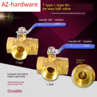1/2 IN copper three way ball valve T type L type 1/4IN 3/8IN 3/4 IN 1 IN inner wire valve switch water pipe heating joint