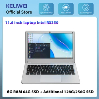 KELIWEI 11.6 Inch Cheap Laptops Intel Celeron N3350 6G RAM 64G SSD Additional 128 SSD Portable Notebook Bluetooth WIFI