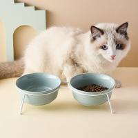 貓碗 陶瓷狗狗碗食盆 雙碗食碗飯碗 貓咪喝水碗飯盆寵物用品【不二雜貨】