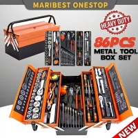 On Sale 85PCS  Tools Box Full Set Metal Tool Box Set Tool Box k Spanar Box Ratchet Set Spanar Set Se