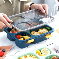 單層塑料分格飯盒成人便攜可微波四格午餐盒學生帶餐密封便當盒