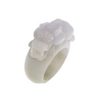 【喜緣玉品】618限定★天然翡翠寬版淡紫貔貅戒指(直)