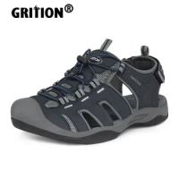 GRITION Mens Sandals Summer Outdoor Beach Shoes Male Rubber Lightweight Quick Drying Fashion Trekking Hiking Shoes 2021 Size 46