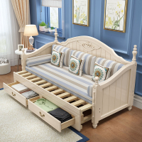 歐式實木沙發床小戶型客廳伸縮床推拉可折疊雙人多功能坐臥兩用床