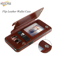 KISSCASE Case For Samsung Galaxy S7 S7 edge S9 S8 Retro Flip Leather Wallet Case For Samsung Galaxy Note 8 9 S8 S9 Plus S7 Capa