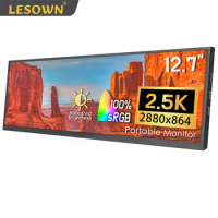 LESOWN 12.7 inch 120Hz Long Wide Bar Type Portable Monitor 2880x864 HDMI USB C IPS Gaming Secondary Monitor for Aida64 Laptop