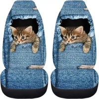 Cowboy Cat Car Seat Cover Universal Vehicle Drive Seat Cover Protector ,High Back Seat Covers 2pc Set fit Most SUV Van