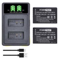 PowerTrust 2pcs EN-EL20 EN-EL20A Camera Battery+LED USB Dual Charger for Nikon Coolpix P1000 Nikon1 J1, J2, J3 Nikon1 AW1