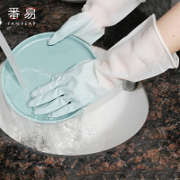 洗碗手套女防水防滑冬天加長加絨加厚橡膠手套女耐用耐磨洗碗洗菜