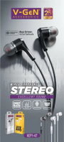 Earphone V-GeN VEP1-47 STEREO WIRED EARPHONES HITAM
