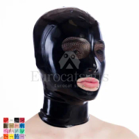 Latex Mask with Transparent Clear Face Rubber Headwear Hood