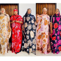 Africa Fashion Blogger Recommend 2021 printed Silk Kaftan Maxi dresses Loose Summer Beach Bohemian kaftan long dress for lady