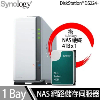 Synology群暉科技 DS120j NAS 搭 Synology HAT3300 Plus系列 4TB NAS專用硬碟 x 1