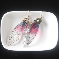Fairy Simulation Butterfly Wing Earrings Demon slayer Kimetsu no Yaiba Kochou Shinobu Earrings Ear Clips Women Girl Jewelry