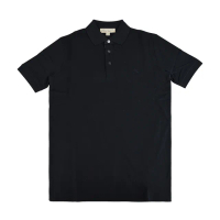 【BURBERRY 巴寶莉】BURBERRY刺繡LOGO純棉短袖POLO衫(男款/黑)