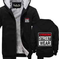 Vintage Skate thick hoodies Vision Street Wear winter hoody retro men warm brand hoodie male thick hoodies bigger size